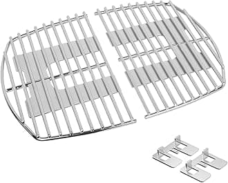 Stainless Steel Grill Cooking Grates for Weber Q1000 Series, Q1200, Q1400 Gas Grill, Replacement for Weber 7644 - Set of 2