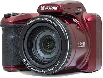 KODAK Pixpro Astro Zoom AZ405 - Digital Bridge Camera, 40x Zoom, 24mm Wide-Angle Lens, 20 Megapixels, 3-inch LCD, Full HD 1080p Video, Optical Image Stabilization (OIS), AA Battery - Red