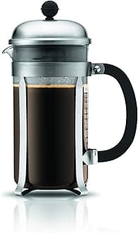 Bodum 34 Oz Chambord French Press Coffee Maker, High-Heat Borosilicate Glass, Brushed Stainless Steel – Made in Portugal