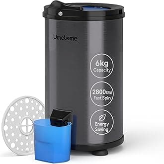 Spin Dryer 6kg by Umelome, Energy&Power Saving Spinner 2800 RPM Clothes Dryer, Energy Efficiency Class: A+++, Gravity Drain dryer, Black [Energy Class A+++] [Energy Class A+++]