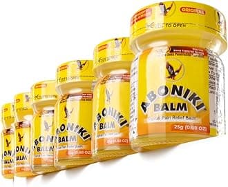 Aboniki Balm (6 Plastic Jars) – Powerful Topical Pain Relief Balm for Sore Muscles and Joints | Anti Inflammatory Analgesic Rub with Cooling Menthol for Back, Knee, Neck, Shoulder, Wrist & Body Ache