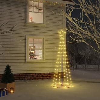 LED Christmas Cone Tree Light with 108 Warm White LEDs, Outdoor Christmas Decoration for Porch, Yard, Garden, Patio, Backyard, Holiday Seasonal Decoration 27.6"x70.9"