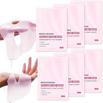 6pcs Pink Collagen Jelly Gel Face Mask - Collagen Face Mask For Glass Glow Sk...