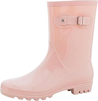 Fubotao Women's Mid Calf Rain Boots Waterproof Fashion Garden Shoes Anti-slipping Rainboots For Women Comfortable Insole Light Rain Shoes