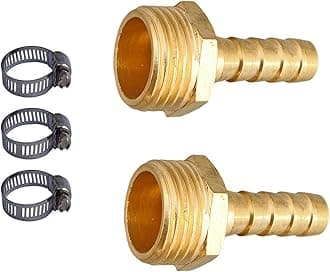 ESEKSAFAR (Outer Diameter-20.99mm)1/2" inch BSP Thread Barb hose fitting 1-Way Union Pipe Joint, 3pc Hose clamp, (Male 2pc 1/2" Thread x Barb Hose fitting 3/8" (10mm))