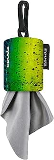 SPUDZ Classic Microfiber Lens Cleaner – Clip-On Pouch, Washable – for Binoculars, Scopes, Glasses, Screens | Mahi Mahi, 6 x 6 Inch