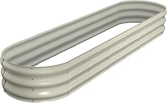 Raised Garden Bed Kit, 8x2x1 ft Galvanized Planter Box Outdoor, Oval Large Metal Raised Beds for Gardening Vegetables Flower Herb (Pearl White)