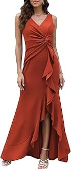 FQAFormal Evening Dresses for Women Elegant Evening Party Prom Dress Long Sexy V Neck Sleeveless Split Wrap