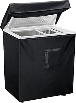Black Chest Freezer Cover, Luxiv Waterproof Freezer Covers Compact for 7 Cubic Feet Chest Freezer Cover for Open, Zipper Pocket, Strap