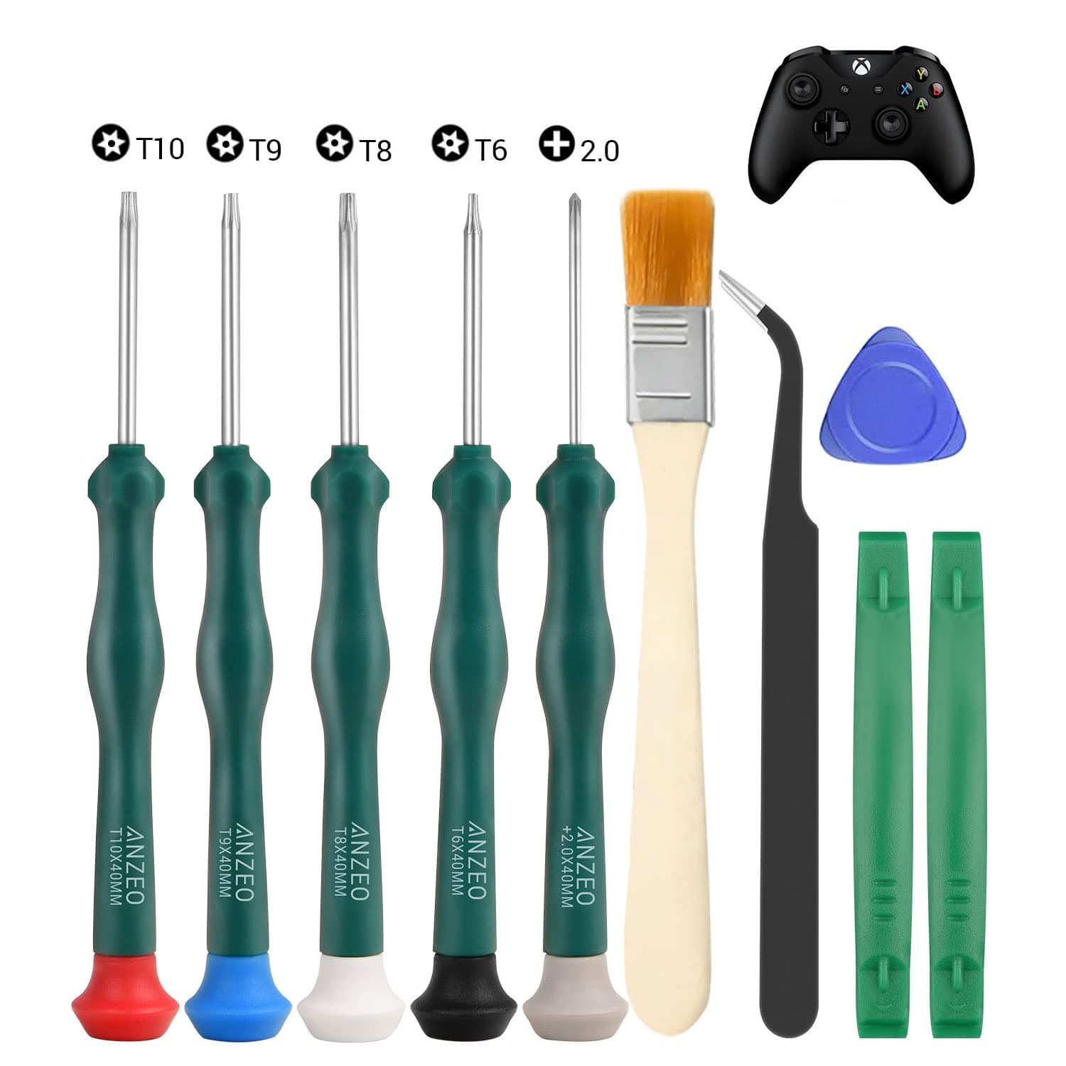 9 in 1 Torx Security Screwdriver Set, Xbox One/PS3/PS4/PS5 Controller Repair Tool Kit, Including Brush, Tweezers & Opening Pry Tools