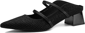 NEWBELLA Women's Pointed Toe Mules - Chunky Heel Slide Sandals for Women, Comfortable Commute Shoes, Open Back Summer Slippers, Casual Dressy Loafers Black