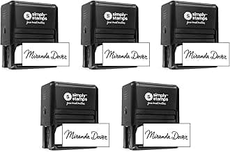 Custom Signature Stamp - Personalized Insignia - Self-Inking - Your Choice of 7 Ink Colors! (5, Xtra Wide)