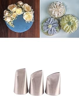 Petal Piping Nozzle Large,Flower Nozzles 124K, 125K, and 126K,Rose Petal Pastry Tips for Cake Cupcake Decorating,3 Pcs