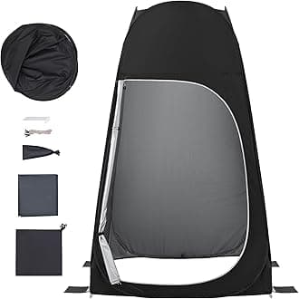 KingCamp Camping Shower Tent, Portable Outdoor Privacy Toilet & Changing Tent Windproof & Waterproof Easy Setup 1 or 2 Room Shelter with Shower Bag for Camping Hiking Beach