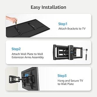 MOUNTUP Full Motion TV Wall Mount for Most 42-82 inch TVs, Wall Mount Bracket with Articulating Swivel and Tilt, TV Mount Max VESA 600x400mm, Holds up to 100lbs Fits 16" Stud,Matte Black