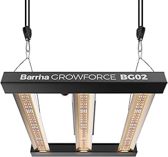 Barrina GrowForce BG02 3 x 3 LED Grow Light, 200W Full Spectrum with Dual Blue & FIR, High PPFD, Dimmable, Hanging Grow Lights for Indoor Plants 4 x 4 Coverage, 60° Lens for Uniform Illumination, ETL