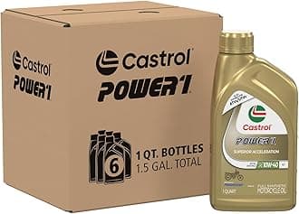 Castrol Power1 4T 10W-40 Full Synthetic Motorcycle Oil, 1 Quart, Pack of 6