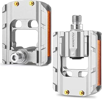 KOOTU Bike Pedals with Reflective Strips, Universal 9/16 Inch Mountain Bike Pedals, Non-Slip Aluminum Alloy Bicycle Pedals for Road BMX MTB Bike