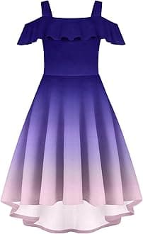 Arshiner Girls Summer Dress Off Shoulder Flutter Sleeve Midi Swing Cassual Formal Dresses with Pocket