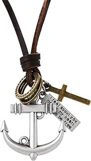 Boho Leather Necklace Antique Tribal Pendant, Boho Jewelry Gift for Men and Women