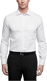 Van Heusen Men's Dress Shirts Regular Fit Lux Sateen Stretch Solid Dress Shirt