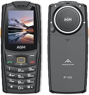 – AGM M6 Rugged Mobile Phone, 4G Basic Feature Phone Unlocked, Waterproof/Drop-Proof, IP68/69K,Large Buttons | Large Font, 109dB Powerful Speaker, Dual SIM Cards, 48+128MB, 2500mAh