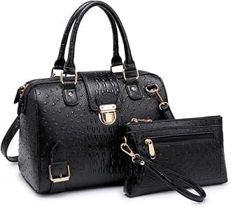 Dasein Women Barrel Handbags Fashion Satchel Bags Top Handle Shoulder Purses Vegan Leather Work Tote