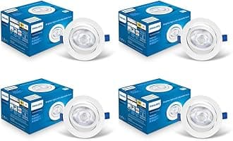 6 Watt White LED Ceiling COB Round Spot Light with Adjustable Tilt | Cut out: 73mm | Warm White, Pack of 4 (BrightSpot)