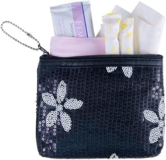 Starter Kit - Fashionable and Organic Menstrual Survival Kit - When Aunt Flo Makes a Surprise Visit (Your First Choice To-Go ) (Black)