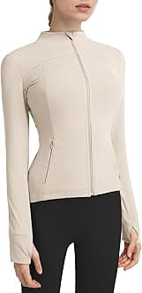 Women's Slim Fit Full Zip Athletic Running Sports Workout Jacket with Pockets