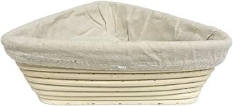 Agile-Shop 6.3 inch European Style Triangle Shaped Banneton Brotform Bread Dough Proofing Rising Rattan Basket with Linen Liner Cloth