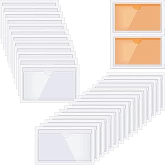 Self-Adhesive Label Holder, Waterproof Clear Adhesive Label Pockets, 2.3x3.7'' Transparent Card Holder for Cabinet, Storage Bin, Supermarket, Bookself, Mailbox, Business Card, Tag, Drawers