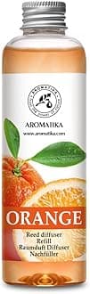 Aroma Organic Reed Diffuser Refill with Natural Orange Essential Oil, 200ml / 6.8oz Flask
