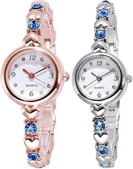 Acnos® Premium Brand Analogue White Dial Rosegold Silver Bengle Watch Gift for Girls Women Watch for Girl Or Women Combo of 2