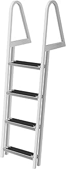 VEVOR Aluminum Dock Ladder, 4 Steps Boat Ladder, 300lbs Weight Capacity Fixed Dock Ladder w/Handrails and Matte Finish, 16x4inch Step, Dock Lift Ladder for Dock, Pontoon, Swimming Pool
