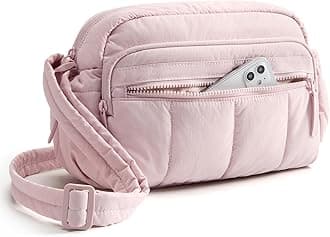 BAGSMART Anti Theft Crossbody Bags for Women Travel Purse, Medium Quilted Puffy cross body bag, Handbags Shoulder Purses, Baby Pink-medium