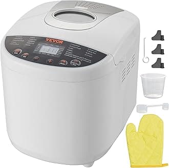 Bread Maker, 19-in-1 2LB Dough Machine, Nonstick Ceramic Pan Automatic Breadmaker with Gluten Free Setting, Whole Wheat Bread Making, Digital, Programmable, 3 Loaf Sizes, 3 Crust Colors, White