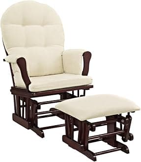 Windsor Glider and ottoman-cherry w/ beige cushion