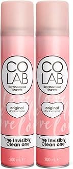 COLAB Dry Shampoo, Original, 200ml, Pack of 2 - No White Residue, No Fuss, All Hair Types, Fresh Scent