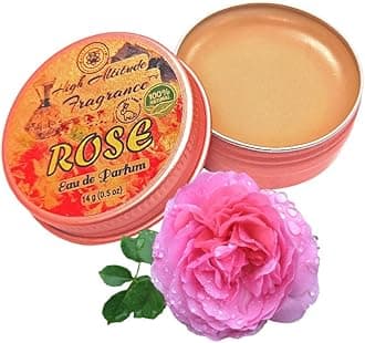 ROSE Perfume - Eau de Parfum - Solid Balm - Natural Essential Oils Aromatherapy Fragrance (Tea Rose, De Mai, Otto, Rosa Damascena, Centifolia, Gardenia) Travel Size, Party Guest Favors Gifts - 0.5oz