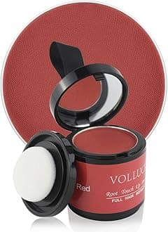 VOLLUCK Root Touch up Powder, Instant Hairline Powder for Thinning Areas and Gray Hair Coverage, Natural and Non-greasy Root Cover up for Women and Men (Red, 0.35 Ounce)