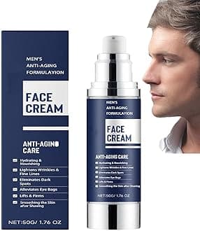6 in 1 Men’s Anti-Aging Facing Moisturizer - Hydrating Cream for Darker Circles, Darker Spots, and Eye Bags Nourishing After Shave Lotion for Smoother, Firmer Skin (1pcs)