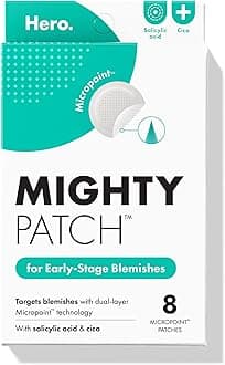 Mighty Patch Micropoint™ for Blemishes from Hero Cosmetics - Hydrocolloid Acne Spot Treatment for Early Stage Zits and Hidden Pimples, 395 Proprietary Micropoints (8 es)