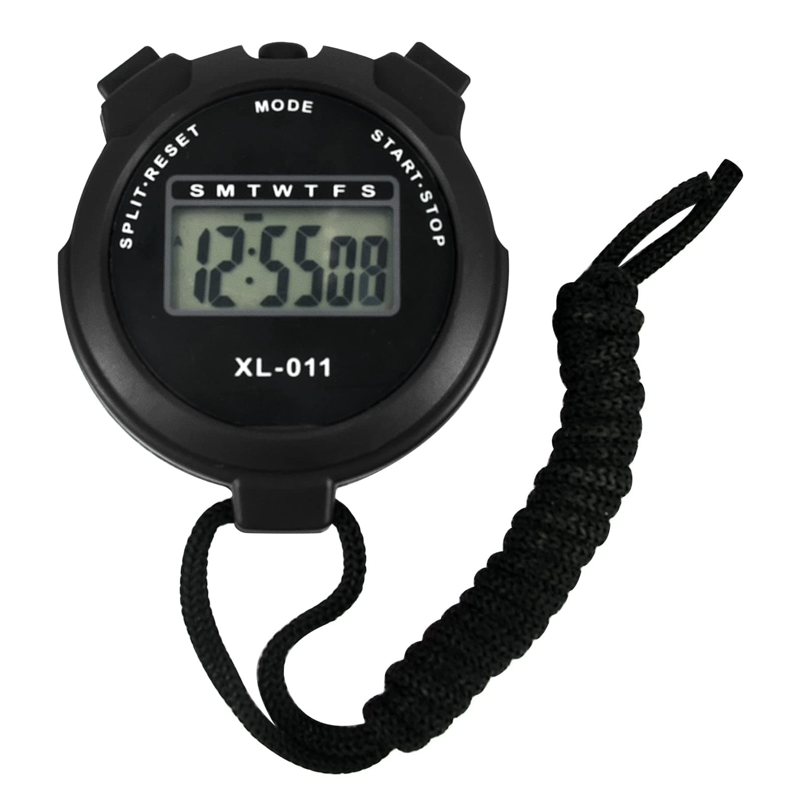Digital Sports Stopwatch Timer Stopwatch Large Display Interval Training Timer Outdoor Split Stop Watch Lap Timer Digital Calendar Alarm Clock Referee Watch for Training Running(Black)