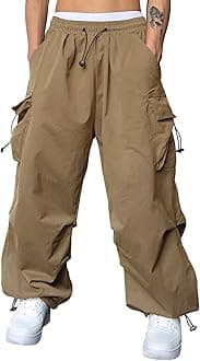 JMIERR Men's Baggy Cargo Pants Trendy Casual Parachute Pant Loose Fit Harem Joggers with Pockets for Streetwear