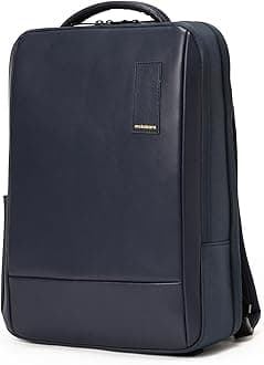 The Element Backpack | Laptop Up to 15.6 Inches, 18L Capacity | Durable Nylon and Vegan Leather, Water Resistant | Ideal for Travel, Office, Students | Ergonomic, Padded Straps | Blue