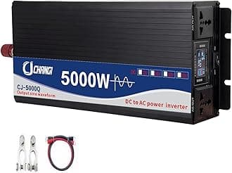 Pure Sine Wave Power Inverter, DC 12V to AC 220V 230V Converter, Car Power Inverter with 2 AC Outlets & LCD Display for RV, Truck, Solar, Camping, Outdoor, 1600W/3000W (Peak) (5000w-12v)