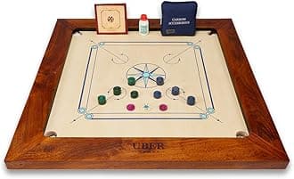 Uber Games – Tournament Carrom Board Set & Stand & Bag -Limited Edition – 37 x 37 inch Official Size Tournament quality board & set- Hardwood edges for fantastic rebound – For competitive players