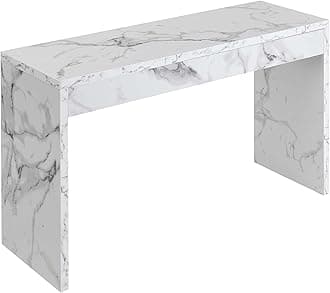 Convenience Concepts Northfield Console Table 48" - Contemporary Desk, Entryway, or Vanity Table for Hallway, Living Room, Office, White Faux Marble