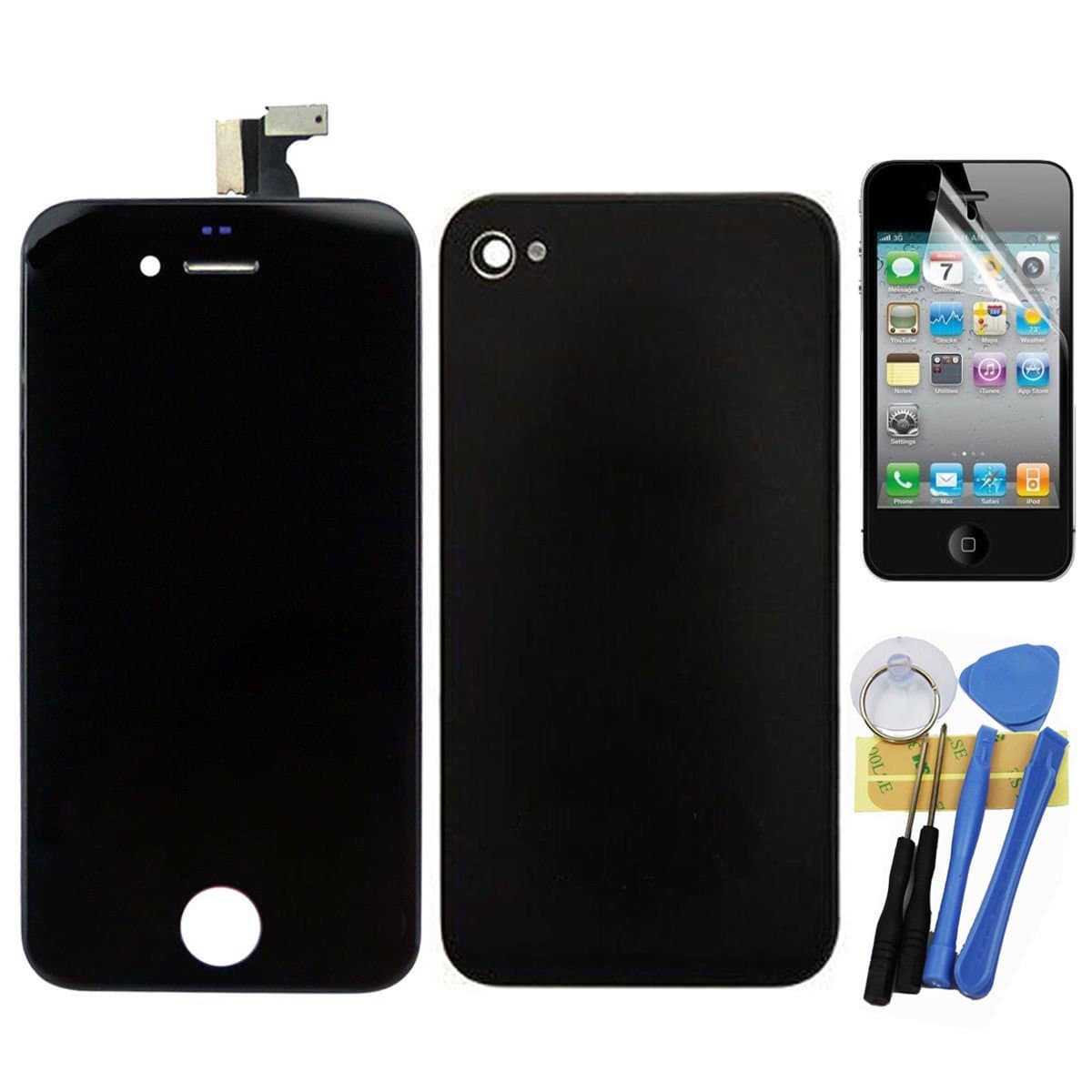 Dannemann For iPhone4S Replacement LCD Touch Screen Digitizer Assembly +back cover Black+free tools